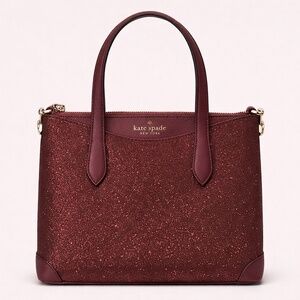 NWT Kate Spade Red Maroon Glitter Tote Handbag w/ Crossbody Strap
